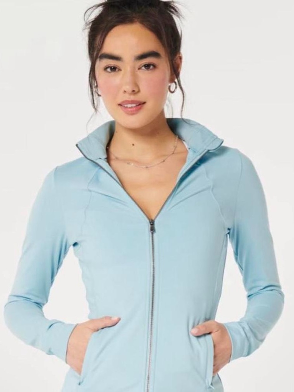 Light Blue Zip-Up Active Jacket Hollister Girly Hicks